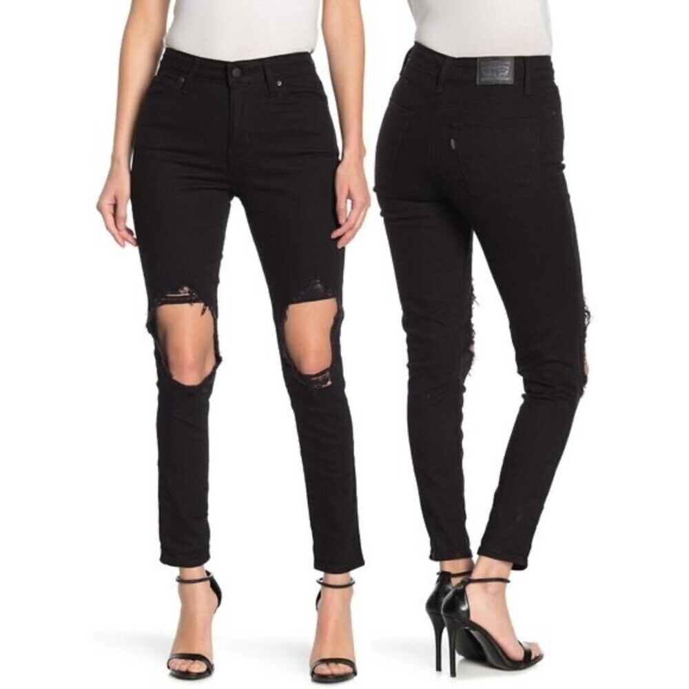 Levis 721 High Rise Skinny Jeans No Hard Feelings Stretch Jeans in Black Size 26 - Picture 2 of 7